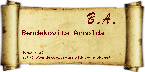 Bendekovits Arnolda névjegykártya